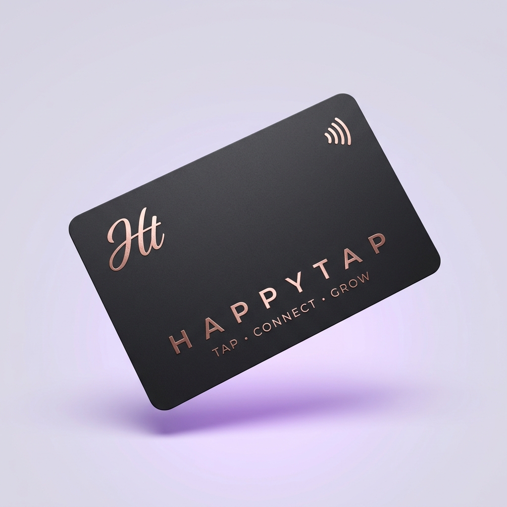 Premium NFC business card with rose gold branding