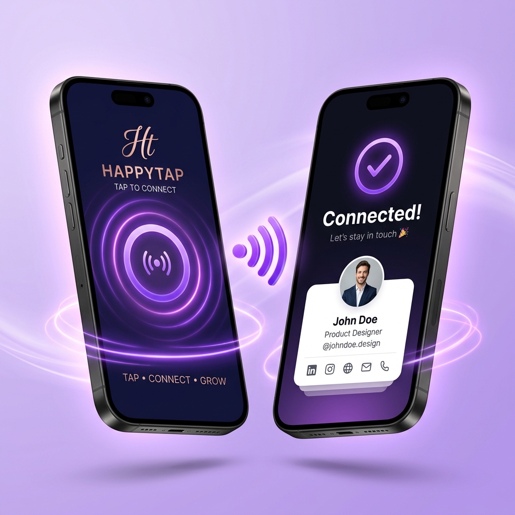 Two phones connecting with NFC for instant profile sharing